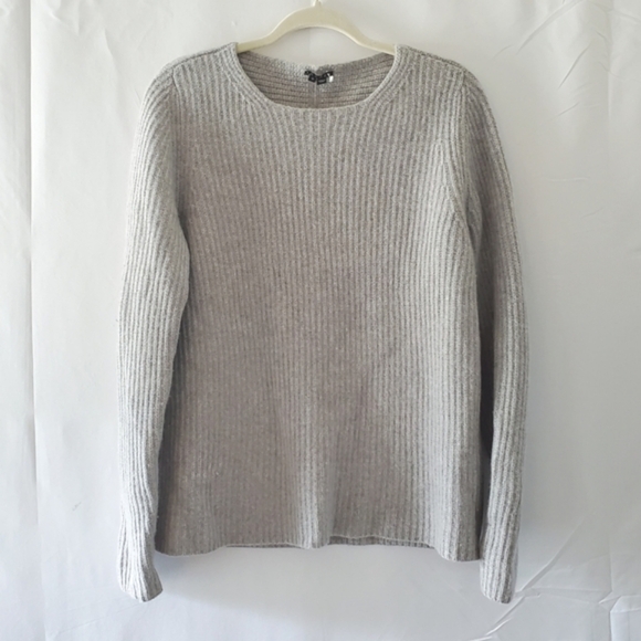 Theory Cashmere Blend Wool Sweater Size L Long Sleeve Ribbed Knit Pullover - Picture 12 of 12